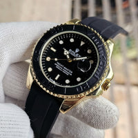 Premium 41mm Luxury Chronograph Watch | Dark Dial, Stainless Steel Case & Silicon Strap (SKU-03)